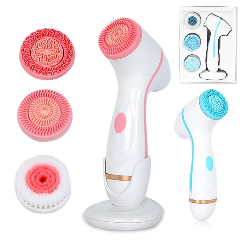 Electric Cleansing Brush 3 In 1 Sonic Rotating Cleansing Brush Galvanic Facial Spa System Deeply Clean Remove Blackheads Tool
