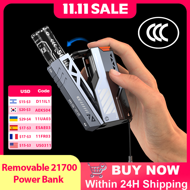 VYVYLABS 30000mAh Detachable CCC Power Bank Fast Charger 22.5W Wireless Portable Charger 21700 PowerBank For iP 17 Spare Battery