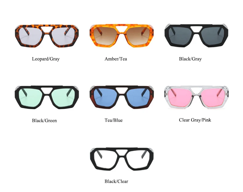 Arvin – Occhiali da Sole Quadrati Vintage con Doppio Ponte Leopardati UV400 2