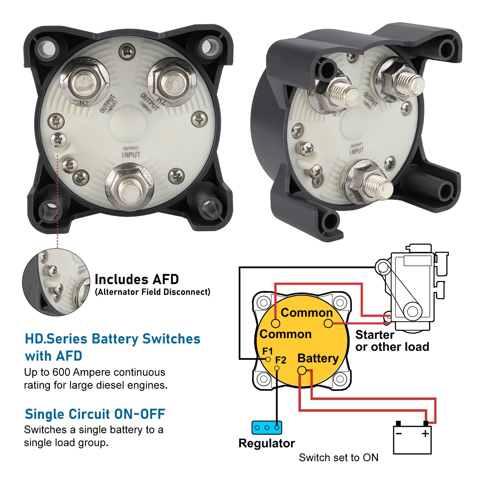 Batterijschakelaar: 300A Batterij Disconnect Kill Switch ON/Off Single Circuit Power Isolator IP66 Waterdicht Accessoire voor Marine Boot Auto Vrachtwagen Trailer RV