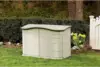 Small Horizontal Resin Outdoor Storage Shed With Floor (4.5 x 3 Ft) Weather Resistant, Beige/Brown, Organization 2