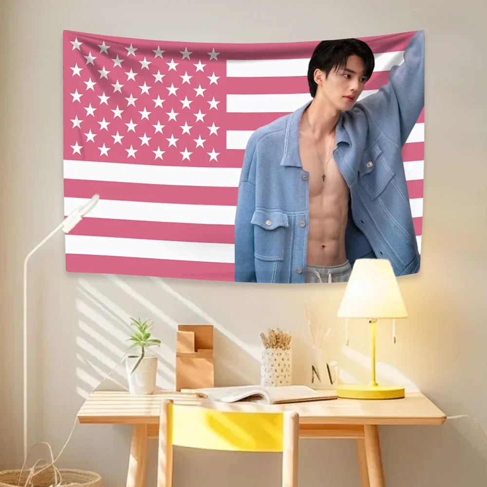 Song Kangs American Flag Tapestry Korean Actor Prints Home Decor Wall Hanging Bedroom Dorm Background Cloth Fans Friend Gift