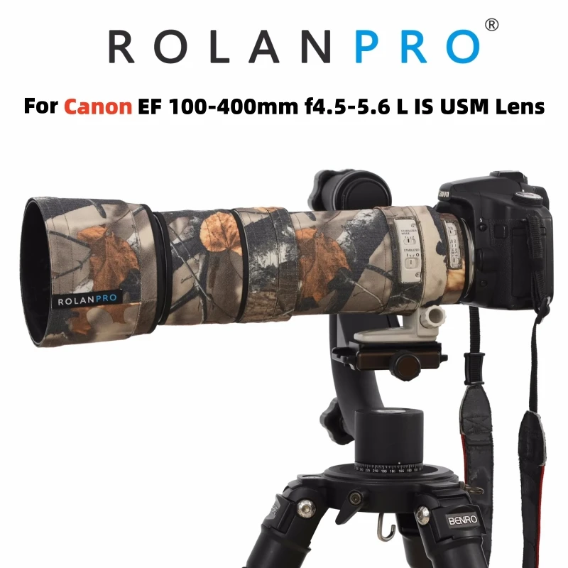 Rolanpro Lens Coat Camouflage Rain Cover Per Canon Ef 100-400Mm F4.5-5.6 L Is Usm Custodia Protettiva Per Pistole Con Manicotto Dell'Obiettivo