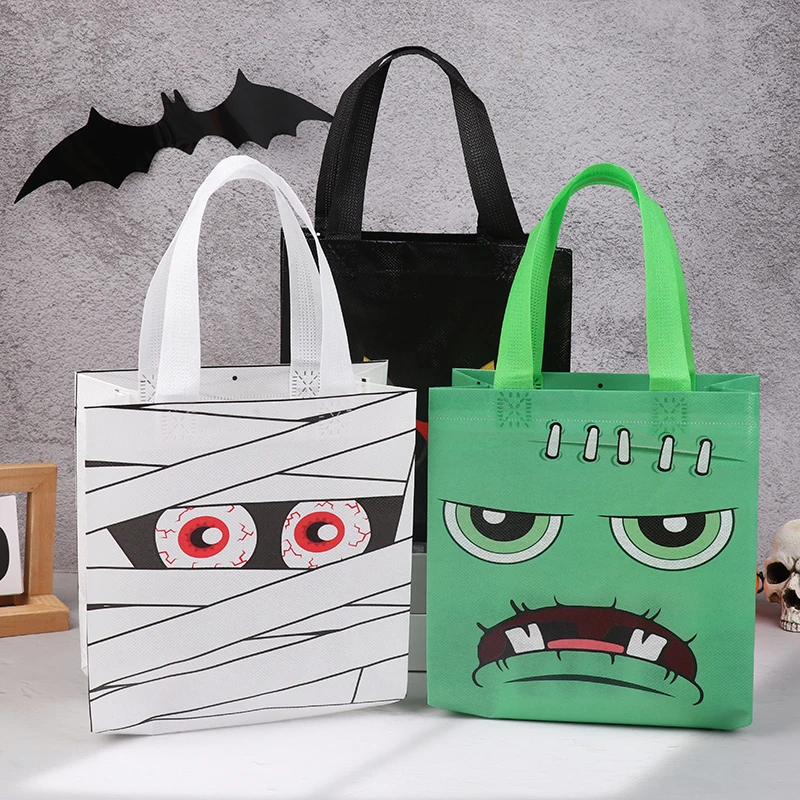 Halloween Non-Woven Fabric Treat Bags Pumpkin Ghost Bat Mummy Monster Cat Pattern Totes Bag Halloween Party Favors