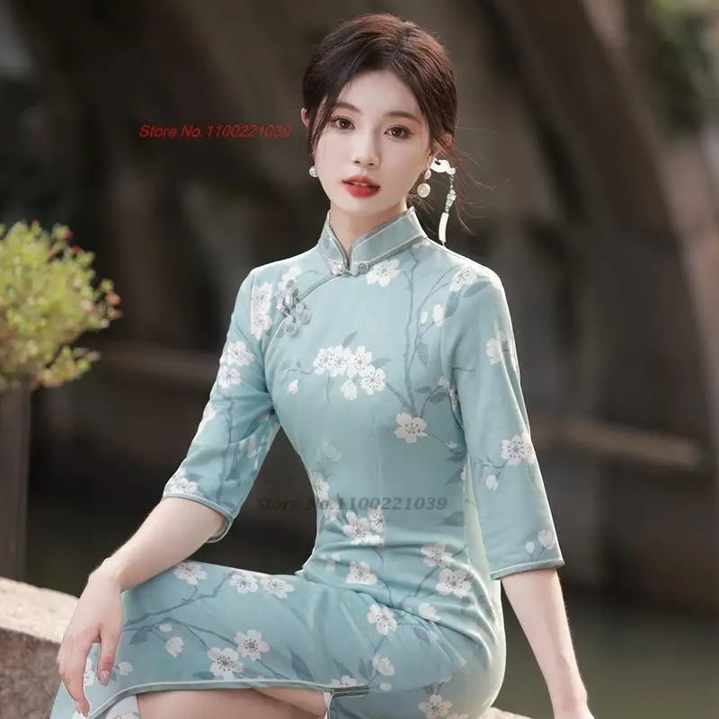 2025 ߱  qipao   Ʈ ̵ cheongsam 巹 qipao  Ƽ ȸ ̺ 巹 vestido