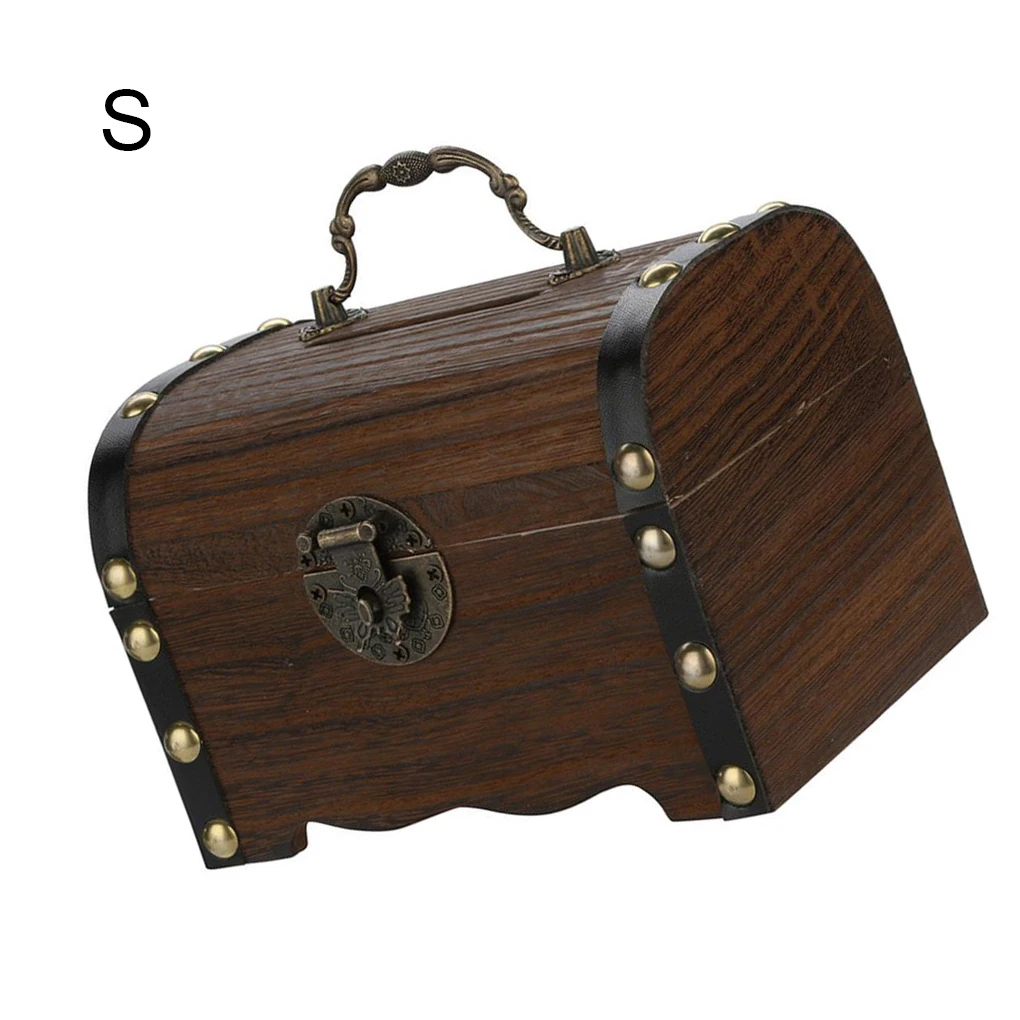 Cofre del tesoro vintage de madera hucha para monedas joyas_voghion.com
