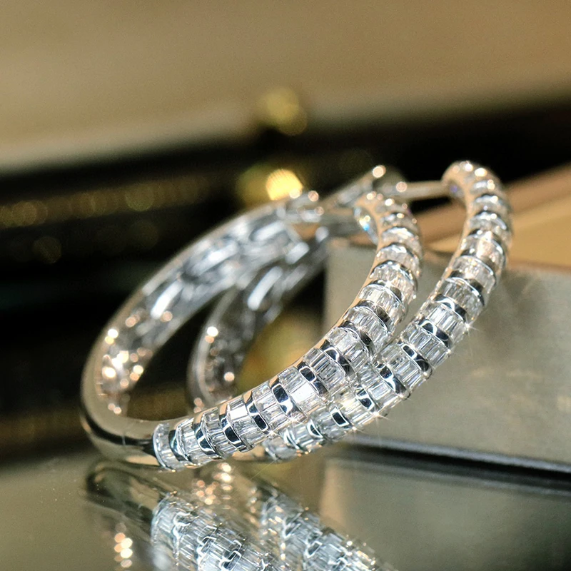 S6e4799bab5fd456eb07345c97ee25e85M Aazuo Luxury Jewelry Real 18K White Gold Natrual Diamonds 1.70ct Big Round Hook Earrings Gifted For Women Wedding Party Au750