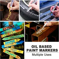 Auto Paint Car Scratch Repair Pen DIY Tire Tread Waterproof Quick-drying Color Metal Paint Pen Marker Oil-based Marker Set 5