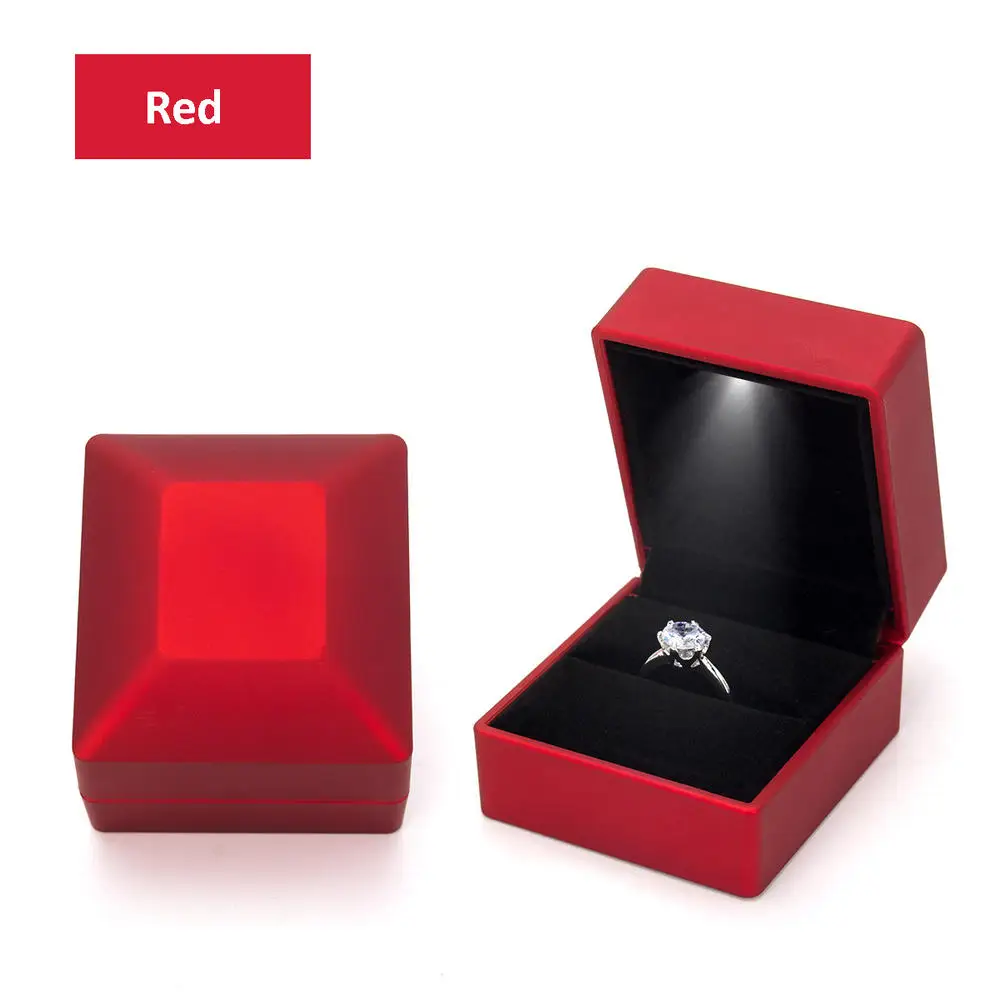 Ring Box LED Light Proposal Engagement Ring Boxes Jewelry Gift Box Red