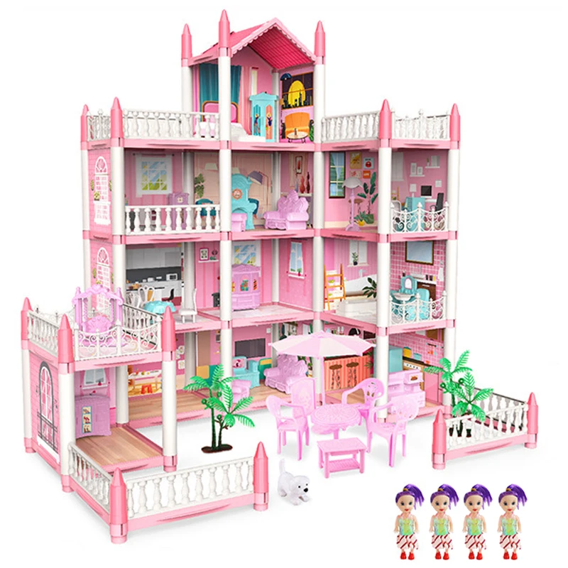 

Princess Big Villa DIY Dollhouse Doll House Castle DIY Dollhouse Assembled Set Pretend Play Toys Birthday Gifts
