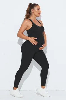 Maternity Clothing Jumpsuits Solid Color Backless Bodysuit Shapewear Yoga Pilates Sports Workout Outfits Pregnancy Women Clothes