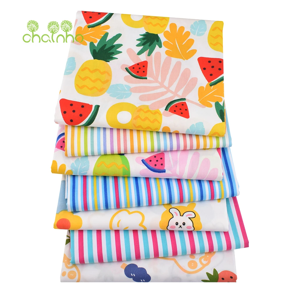 Chainho,Printed Twill Weave Cotton Fabric,DIY Sewing Quilting Material,Patchwork Cloth,Home Textiles,Floral Series,4 Sizes,3C48