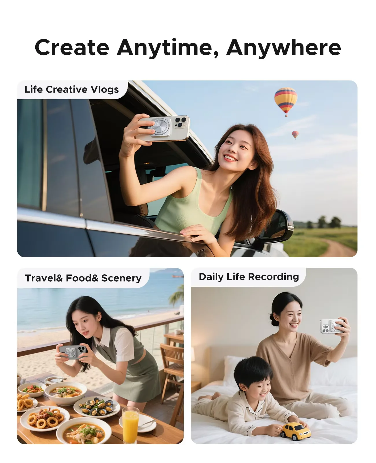 ORICO 마그네틱 PSSD 외장 디스크 (아이폰 16, 15 Pro/Max용) 최대 2000MB/s 속도, 4K ProRes HDR 녹화 저장, 360도 스탠드 포함 휴대용 SSD