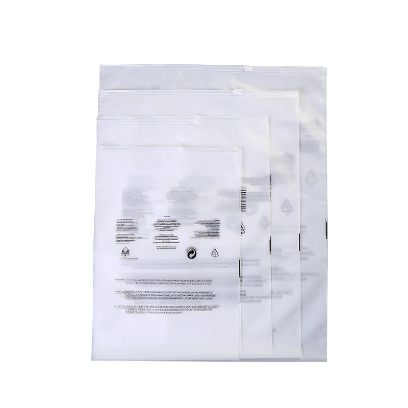 Customized product、High Quality Matte Waterproof Clothes Packaging Frosted Zipper Bag polybag with suffocation warning