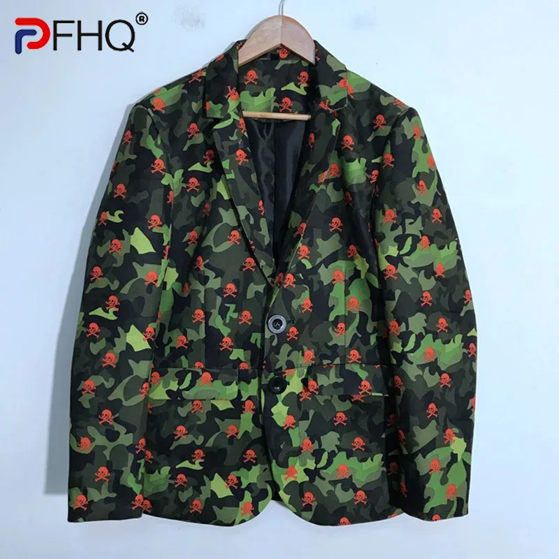 

PFHQ Men's Skull Printed Darkwear China-Chic Blazer Streetwear Personalized Show Casual Cartoon Creativity Coat Autumn 21Z1385