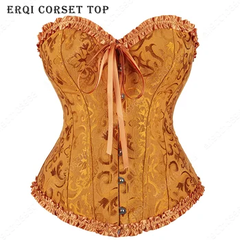Corsets Bustiers Lace Trim Plus Size Waist Bodyshaper White Victorian Corset Top Boned Floral Gothic Corsets for Women Black