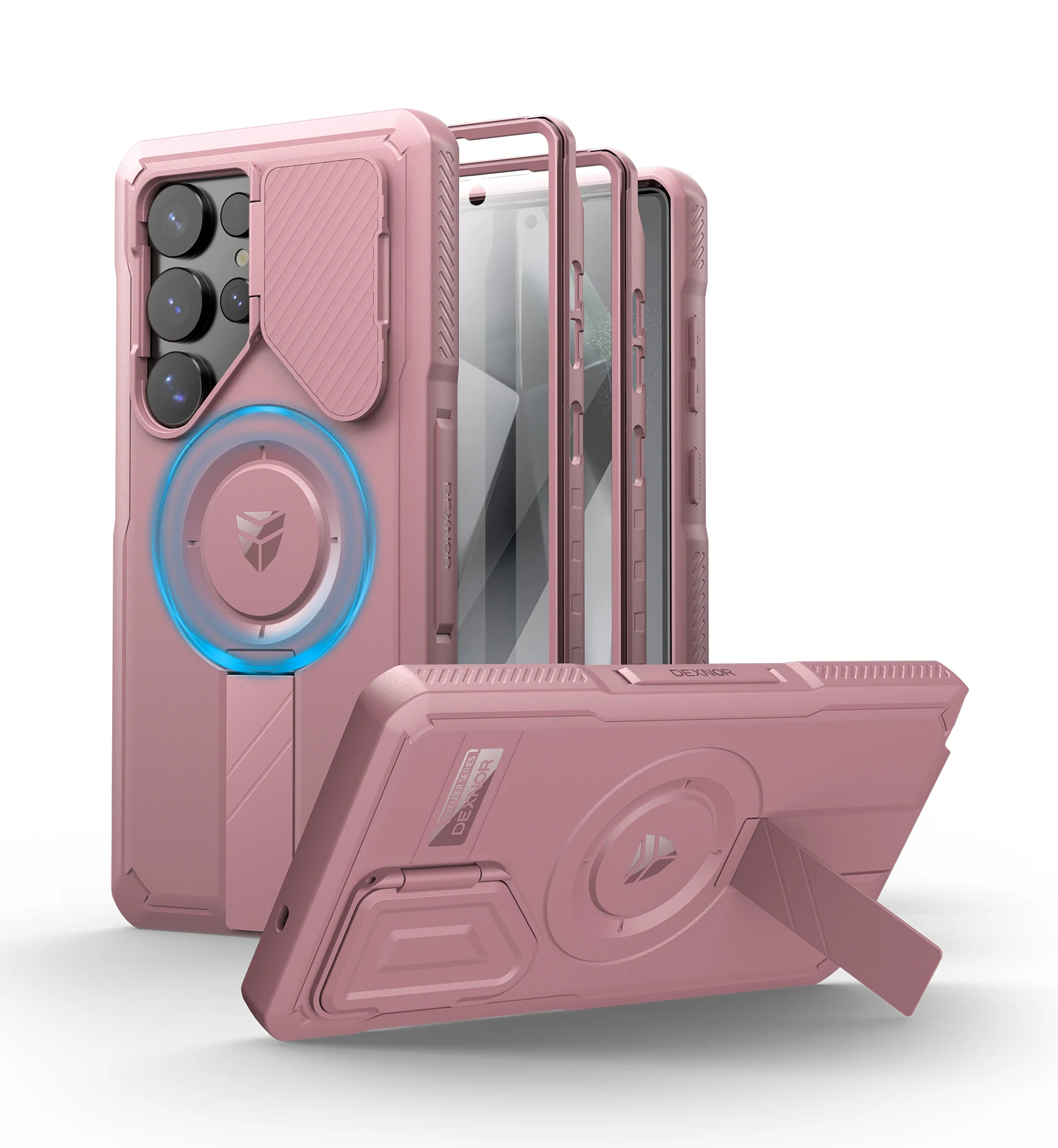 Rugged Armor Shockproof Case with Sliding Camera Cover, Screen Protector & Kickstand