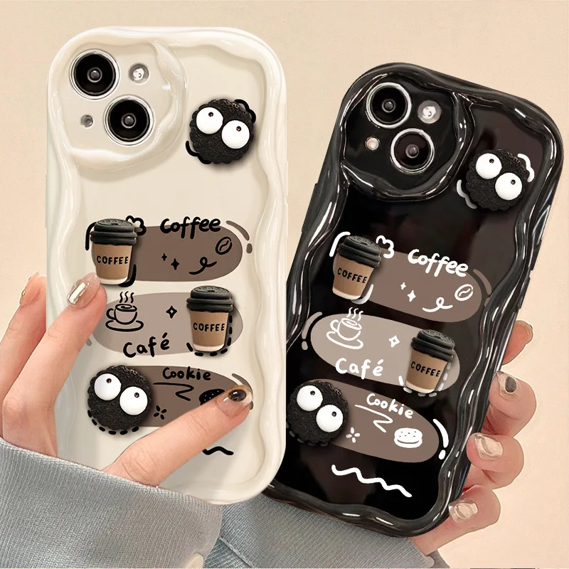 Charming 3D Cute Coffee Briquette Phone Case – Stylish Protective Cover