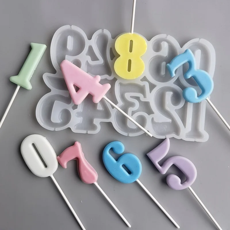 

Numeric Shaped Modeling DIY Lollipop Silicone Mold Chocolate Candy Cake Moulds Birthday Cake Decorating Tool Baking mold