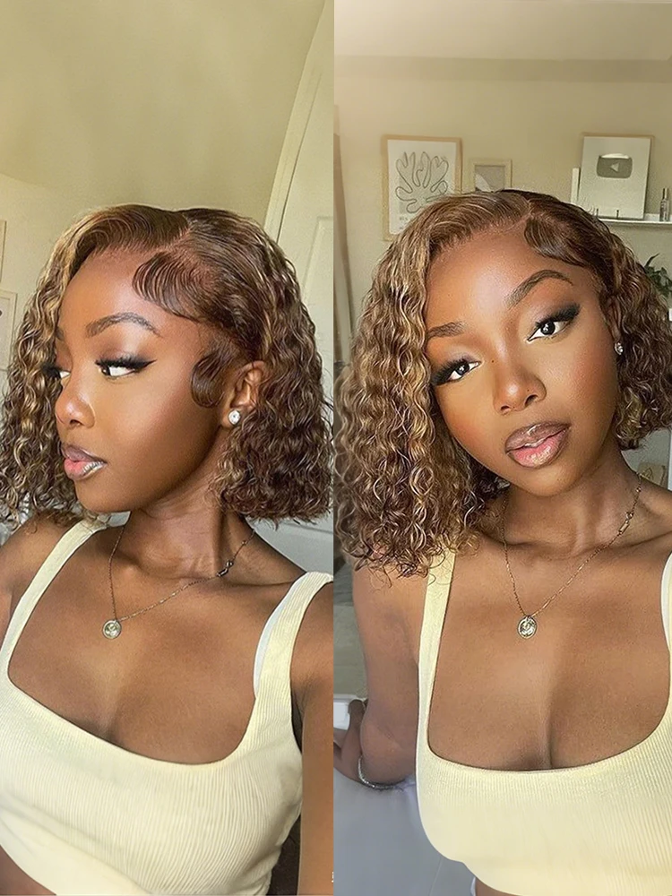 13X4 Water Wave Highlight 4/27 Ombre Honey Blonde Colored Wig