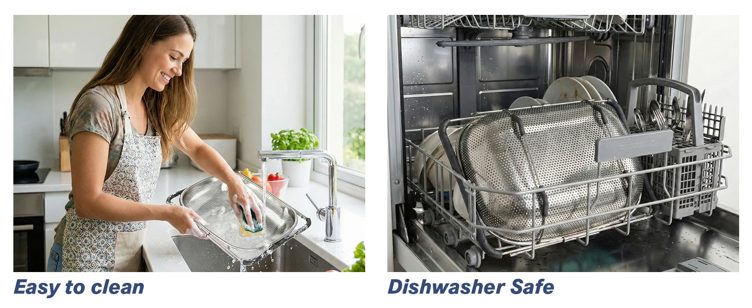 tastyWay Set Stainless Steel Over Sink Colander with Telescopic Handle - Metal Mesh Strainer Basket for Washing Fruits & Vegeta 6 S6e481739ab824bb69d7197ab9c057017k