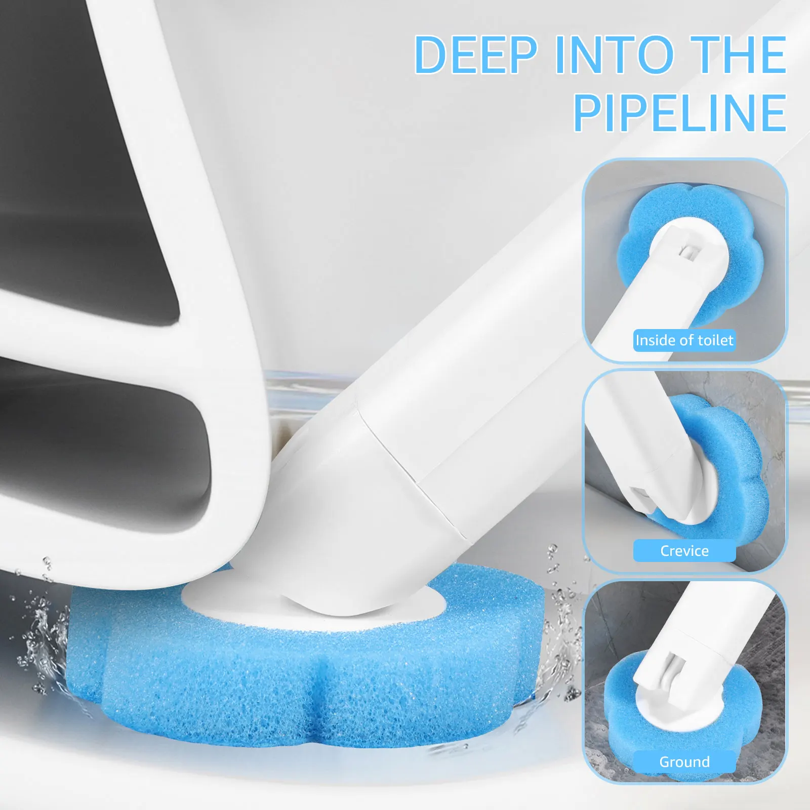 Toilet Brush Disposable Replacement Head Cleaning Kit 2026 With Lengthened Handle Auto Lid Opening Toilet Bowl Cleaner Pad Kit