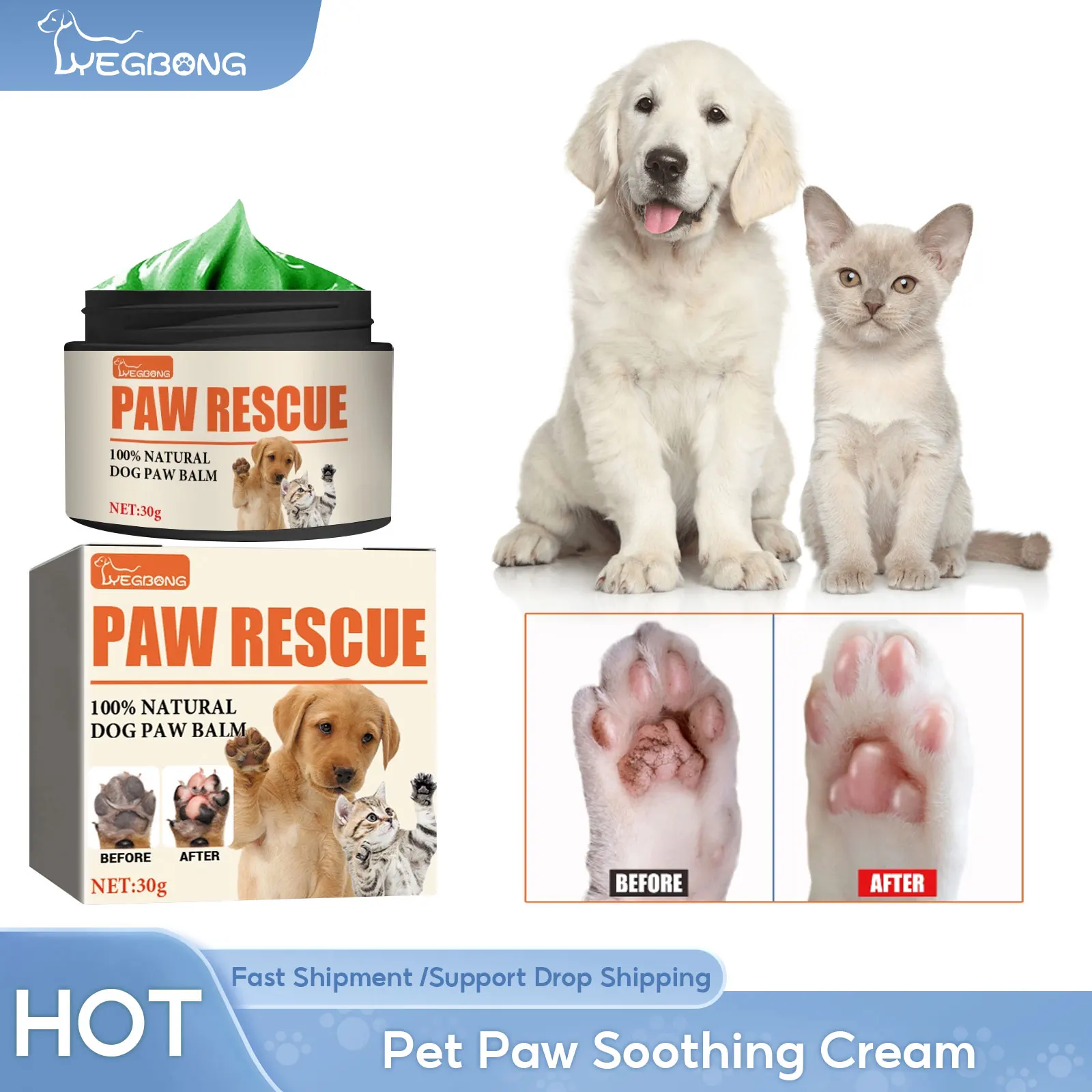 DogPawCreamPuppyFootMoisturizerSoftenPawDryCrackedRepairFoot