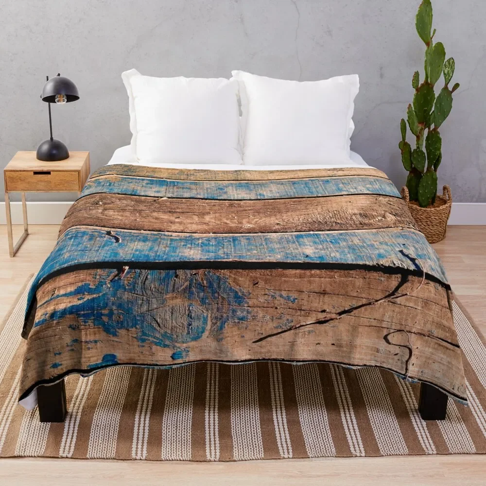 

Vintage Wood Board - Dock Throw Blanket Hairy Bed covers Blankets