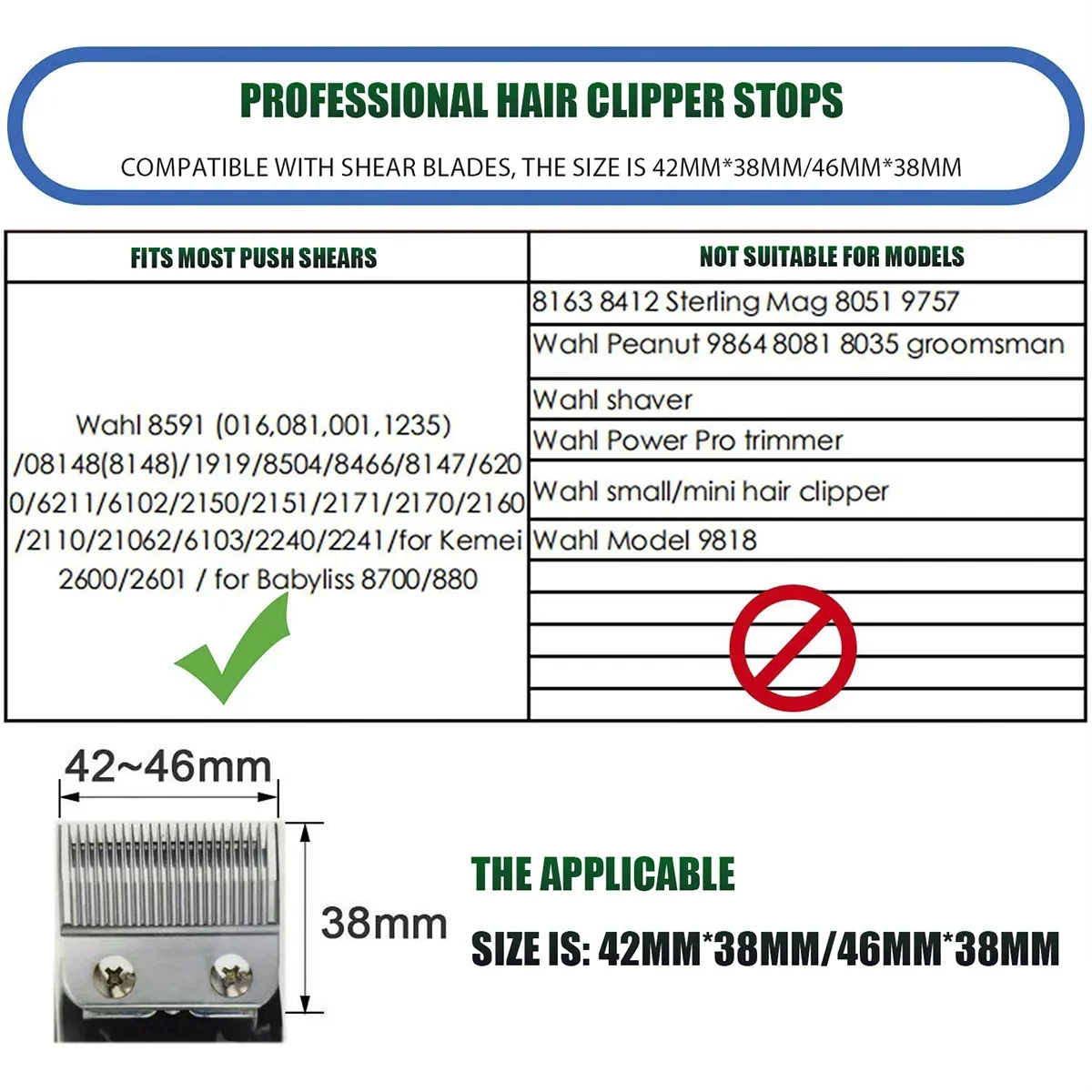Hair Clipper Positioning Comb 6pc Hairdressing Tools
