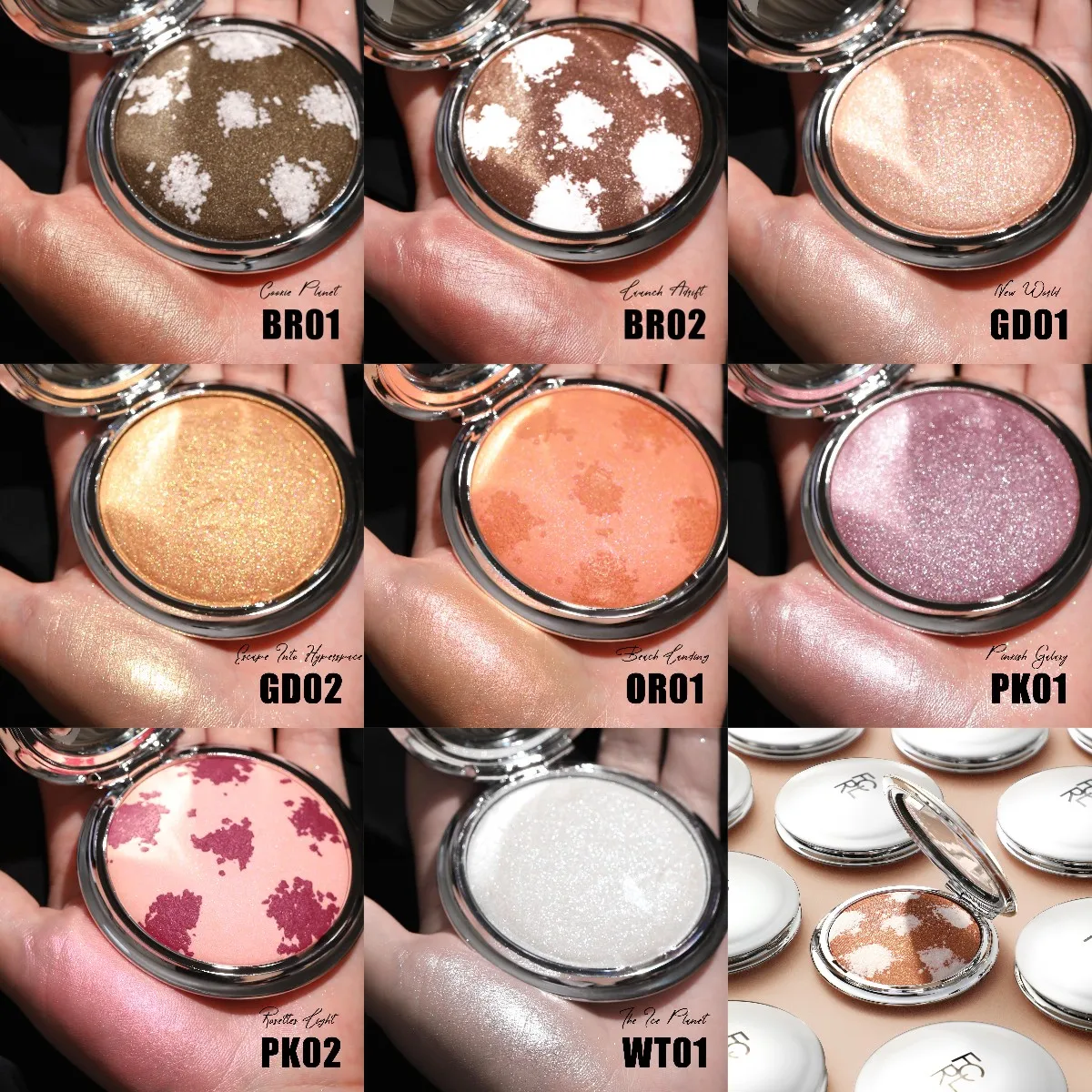 Shimmer Face Bronzers Highlighter Palette Natural Brightening Pearlescent Pressed Powder face bronzer