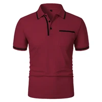 Nouveaux hommes à manches courtes polos couleur unie t-shirt style décontracté été à la mode respirant ample basique épissure poches supérieures hommes chemises 3