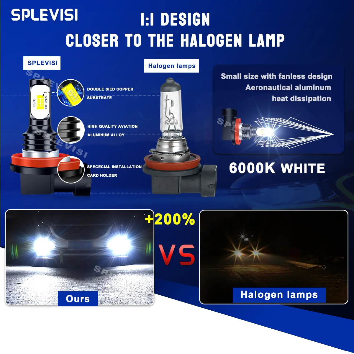 thumbnail image 2 of For Ram ProMaster 1500/2500/3500 2014-2019 LED Headlight Bulbs H7 H7 High Beam And Low Beam White 4pc C9 2 of 13