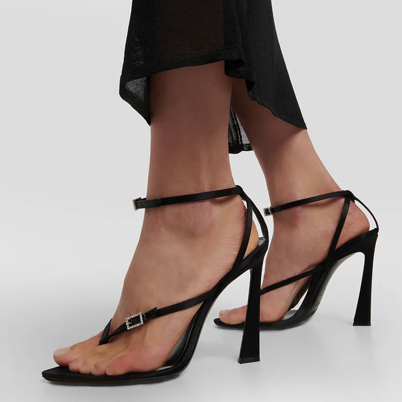 2023 Summer Pointed Toe Clip Toe Straight Button Strap Thin Heel High Heels for Foreign Trade Fashion Sexy Sandals for Women