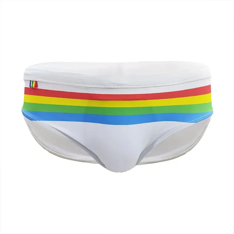 MEN'S Swimming Trunks Color Stripes Professional Swimming and Bodybuilding Briefs For Men swim trunks swim briefs