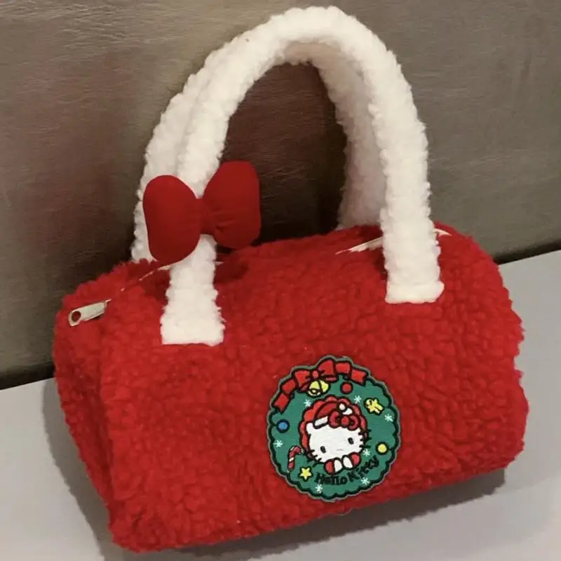 

Kawaii Anime Sanrio Hello Kitty New Year Eve Limited Handbag Red Envelope Lamb Fluffy Storage Bag Cute Cartoon Christmas Gift