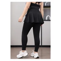 Plus Size Fit 200lbs Yoga Fake Two Items Leggings with Pockets Sharkskin High-Waisted Skirt Pants Gym  Trainning Slim Tights - Image 6