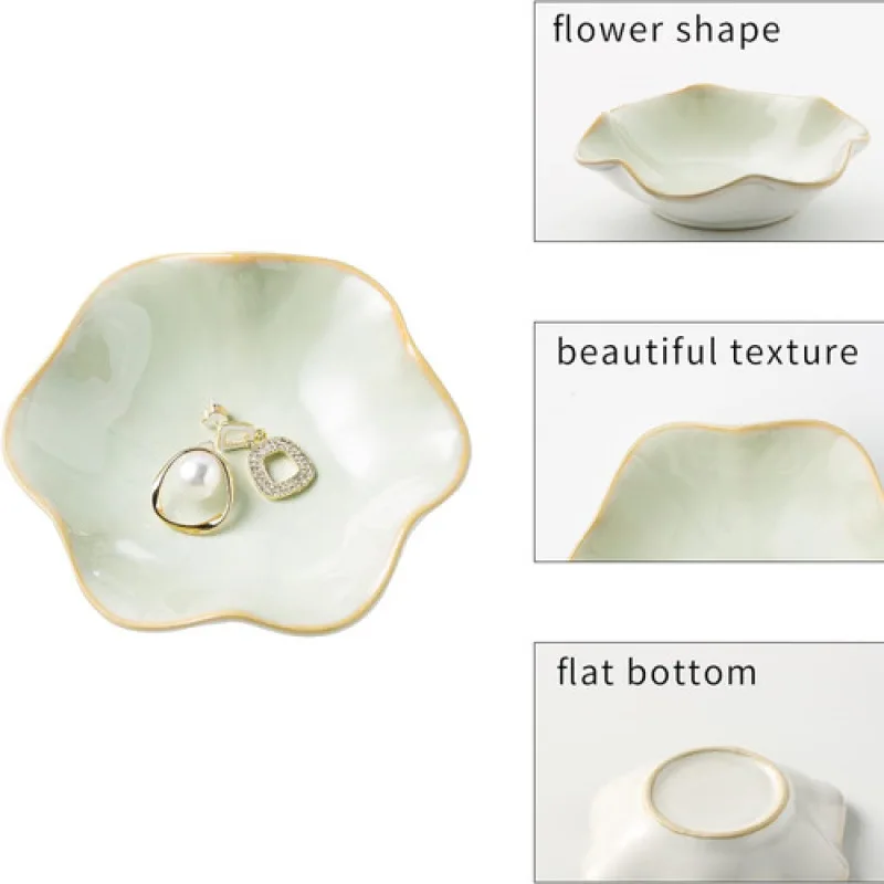 Jewelry Storage Trays Shell Plate Storage Trays Flower Shape Ceramic Dishes Ring Earings Plate Home Decorative Tray Jewelry Tray