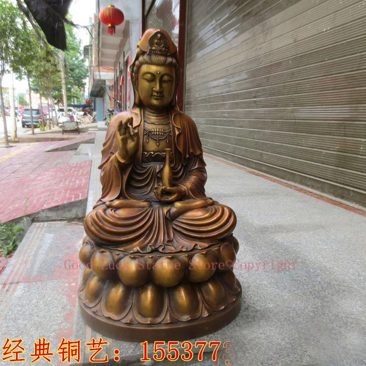 

63CM large huge - Temple company hall saloon home efficacious Protection-Guanyin Buddha Avalokitesvara Lotus Buddha brass statue