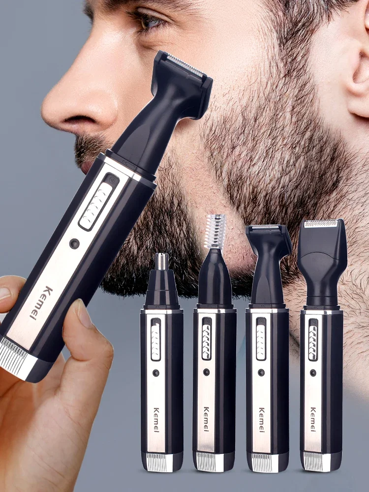 충전식 남성용 전기 코 귀 헤어 트리머, 무통 여성 트리밍, 구레나룻 눈썹 수염 깎기 컷 면도기, 4 in 1 