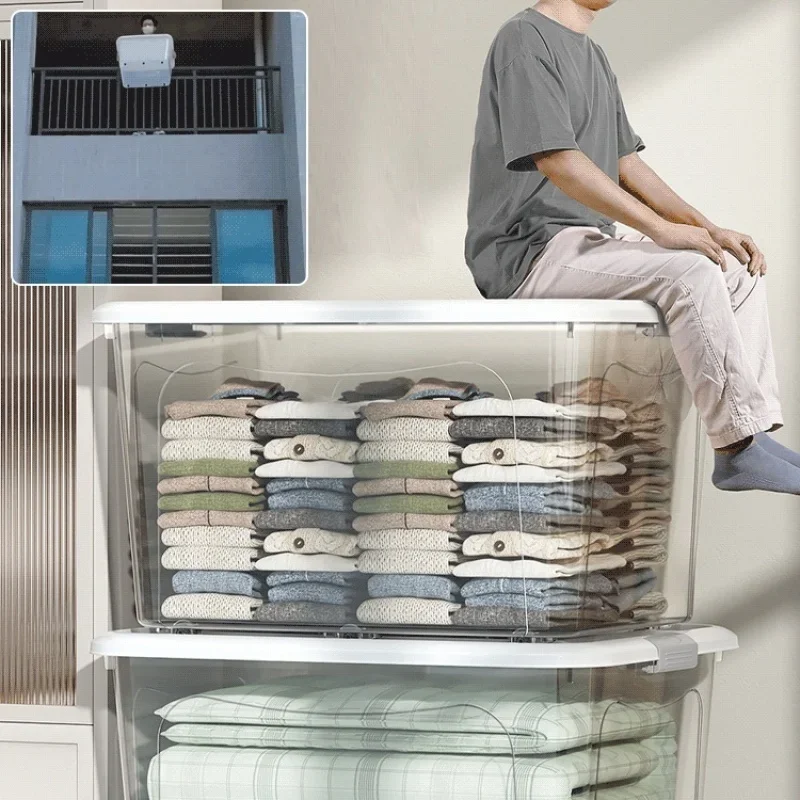 Household quilt storage box transparent acrylic large capacity bedroom organizing box Office Desktop Organizer Hoder 24*18*16cm 5