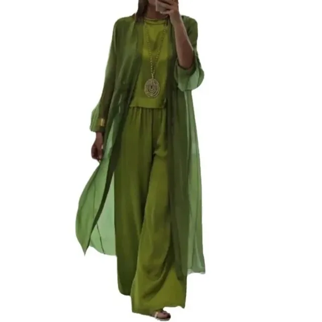 Ensemble 3 pièces pour femmes, cardigan musulman, haut, pantalon large, costume, long manteau, pantalon, tenues, ensemble arabe, Ramadan, Maroc, Dubaï, Islam 1