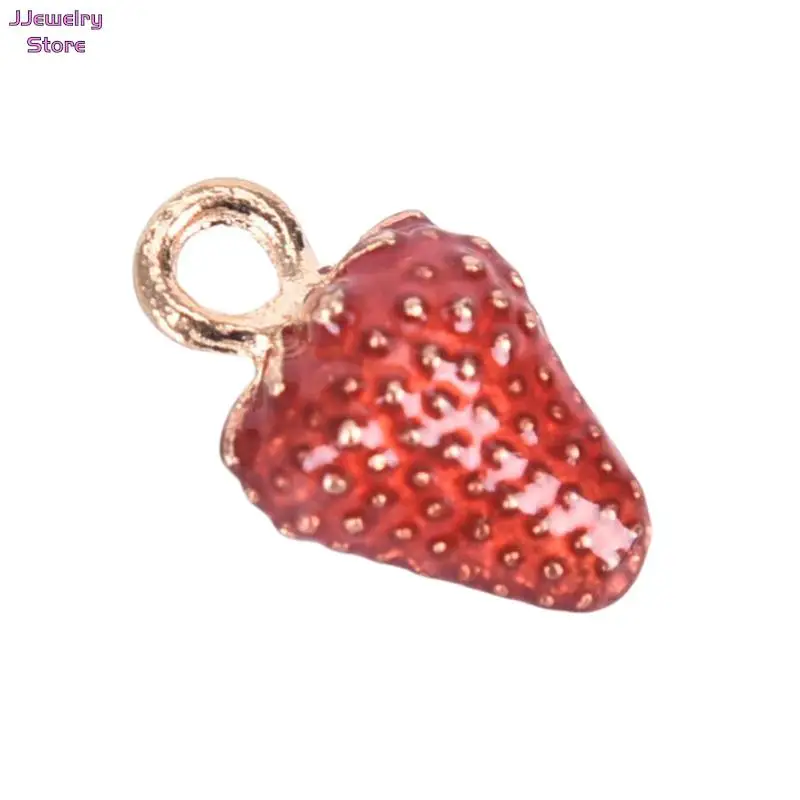 Colgante de fruta de fresa de imitación 3D para mujer, 10 piezas, cuentas, pulseras, collar, pendientes, joyería, regalo