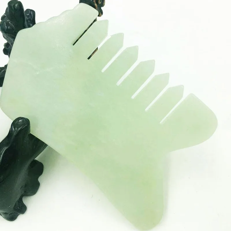 Massage Scalp Hair Combs Natural Jade Stone Guasha Gua Sha Board Comb