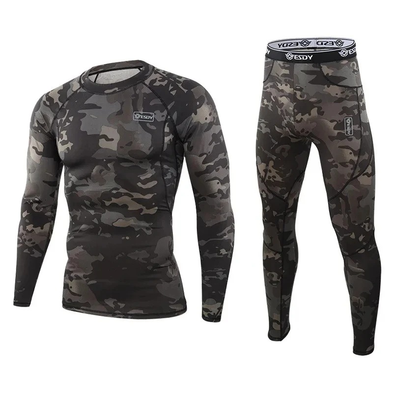 Thermal Underwear Men Winter Fleece Warm Tights Compression Quick Drying Thermo Lingerie Set Long Johns Man Camouflage Clothing tactical suit combat uniform winter jackets
