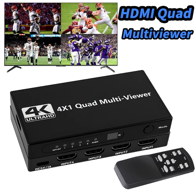 4K HDMI Multiviewer HDMI Quad Multi-Viewer with HDMI Seamless Switch 1080P 4 in 1 out HDMI Multi Viewer Seamless Switcher Hub