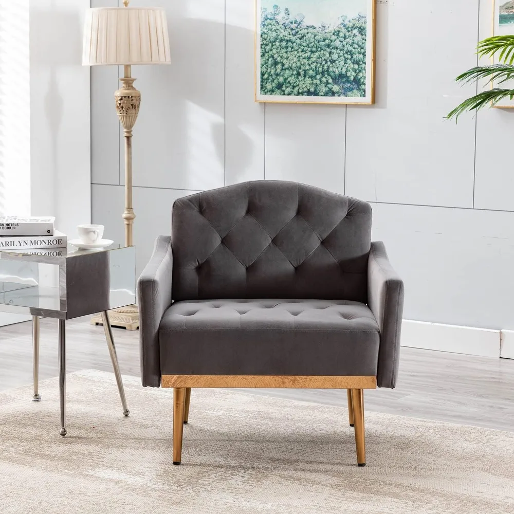 

Стул современный Стеганный Одноместный стул с золотистыми металлическими ножками мягкий клубный стул для чтения для спальни офиса декоративная комната