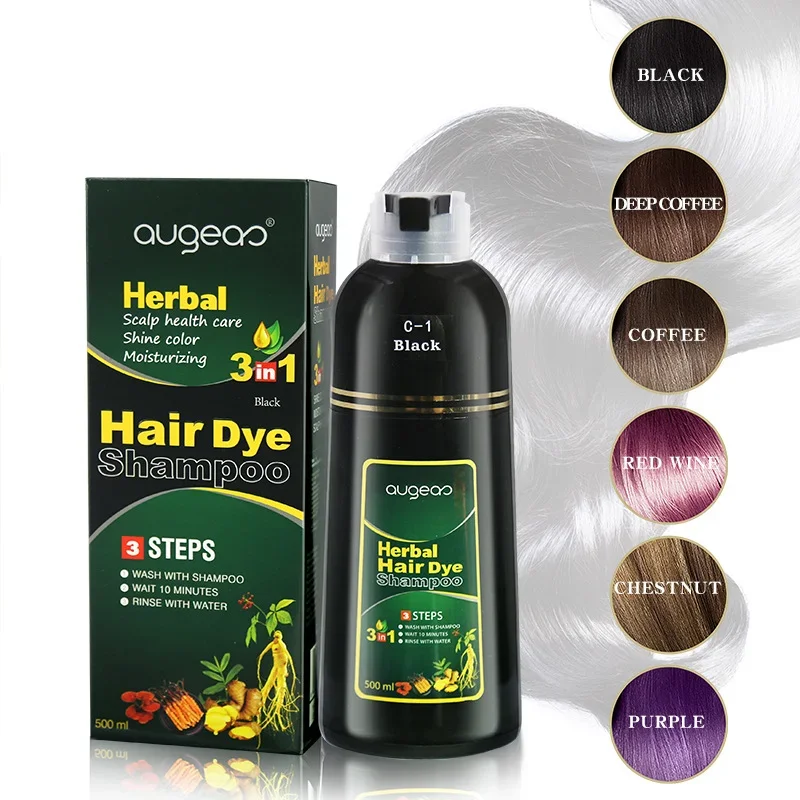 1pc 500ml black foam hair coloring agent does not stick to the scalp.dark brown hair dye hair dye shampoo Effective in 5 minutes шампунь стик 1922 shampoo stick