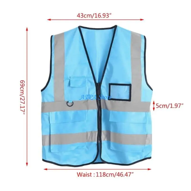 재킷 보안 조끼 5포켓용 반사 지퍼가 있는 U13C Hi-Vis 안전 조끼