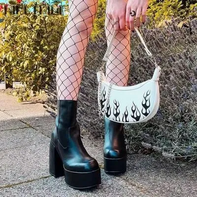 High Heel Slim Boots for Women Ankle High Fashion Boots  Style Winter Warm Boots Zipper Closure round Toe Leather PU Material - 3