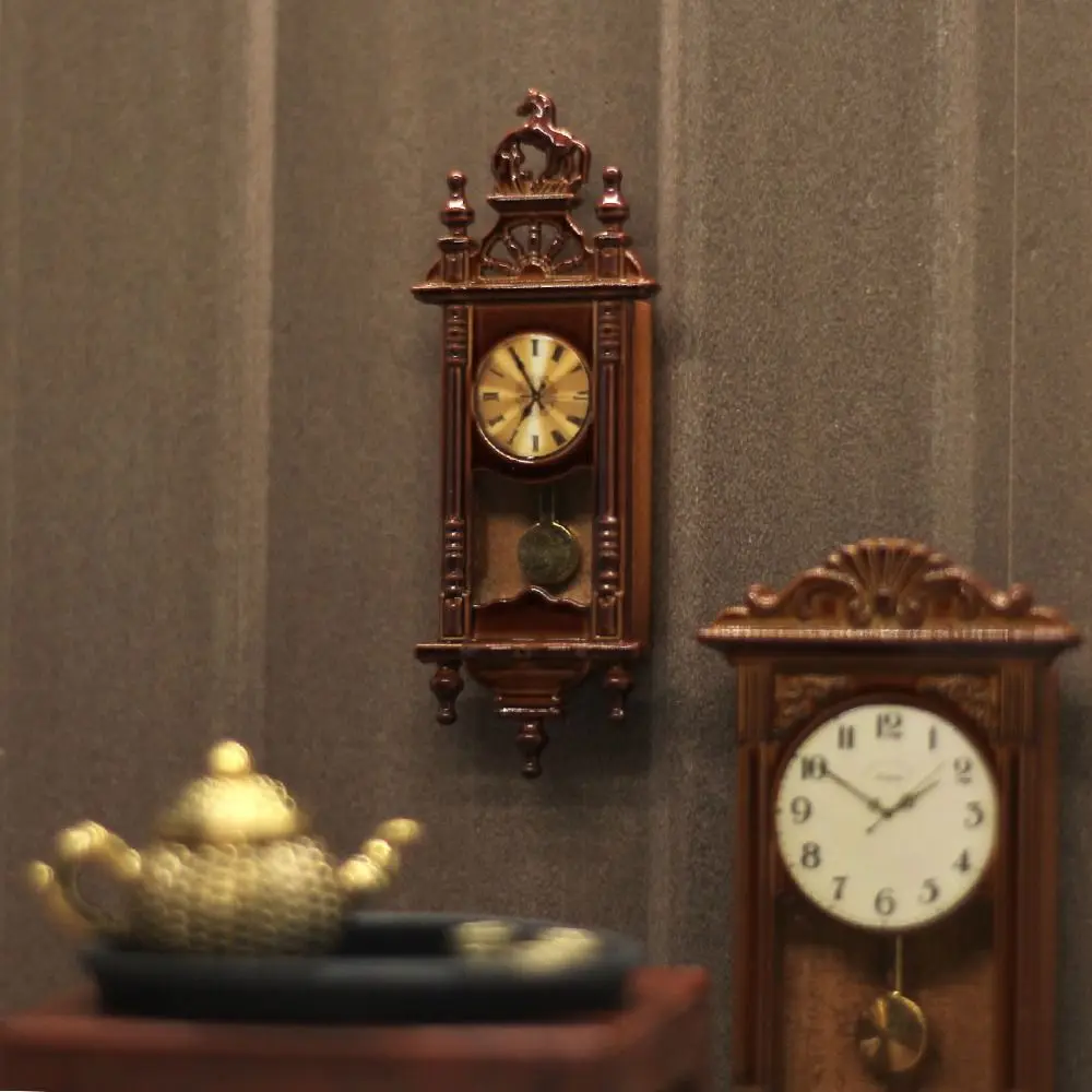 1pc 1:12 Dollhouse Miniature Wall Clock Play Doll House Miniaturas Home Decor Accessories Toy Pretend Play Furniture Toy 3